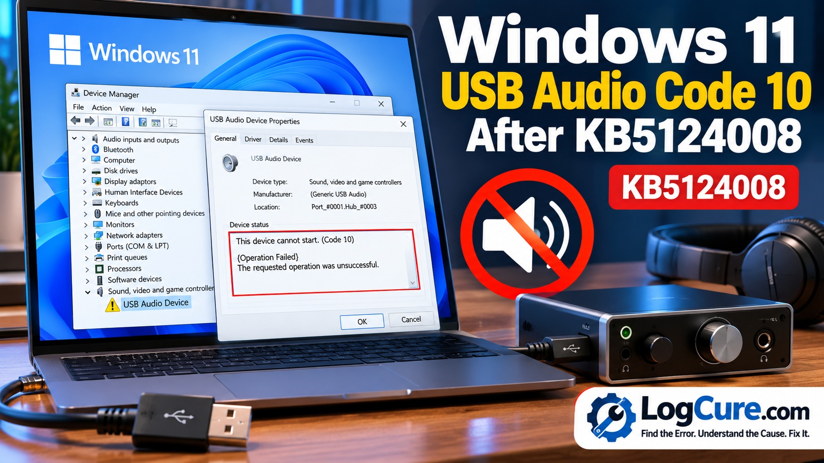 Windows 11 USB Audio Code 10: KB5124008 Fix